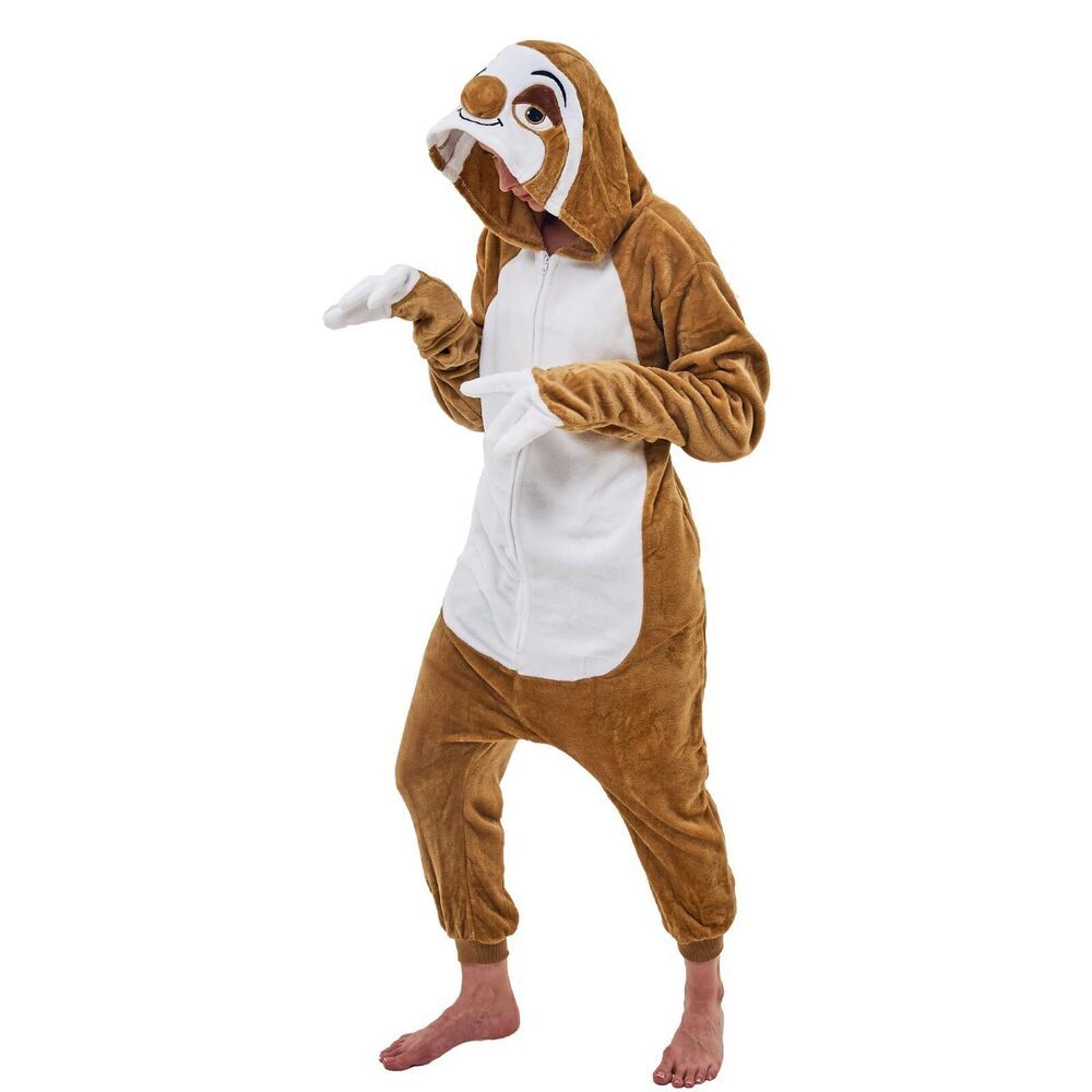 9960 Unisex Adult Sloth Onesie Pajamas Animal One Piece Costume Cosplay